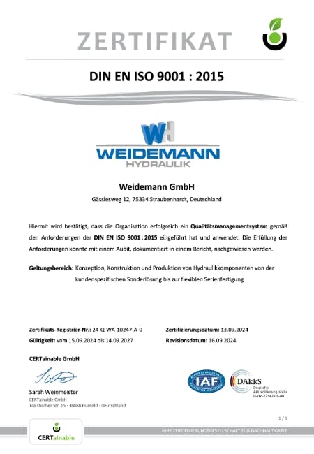 Zertifikat DIN EN ISO 9001:2015